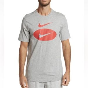 Nike Sportswear Swoosh Men's T-Shirt Dark Grey Heather/Red Logo